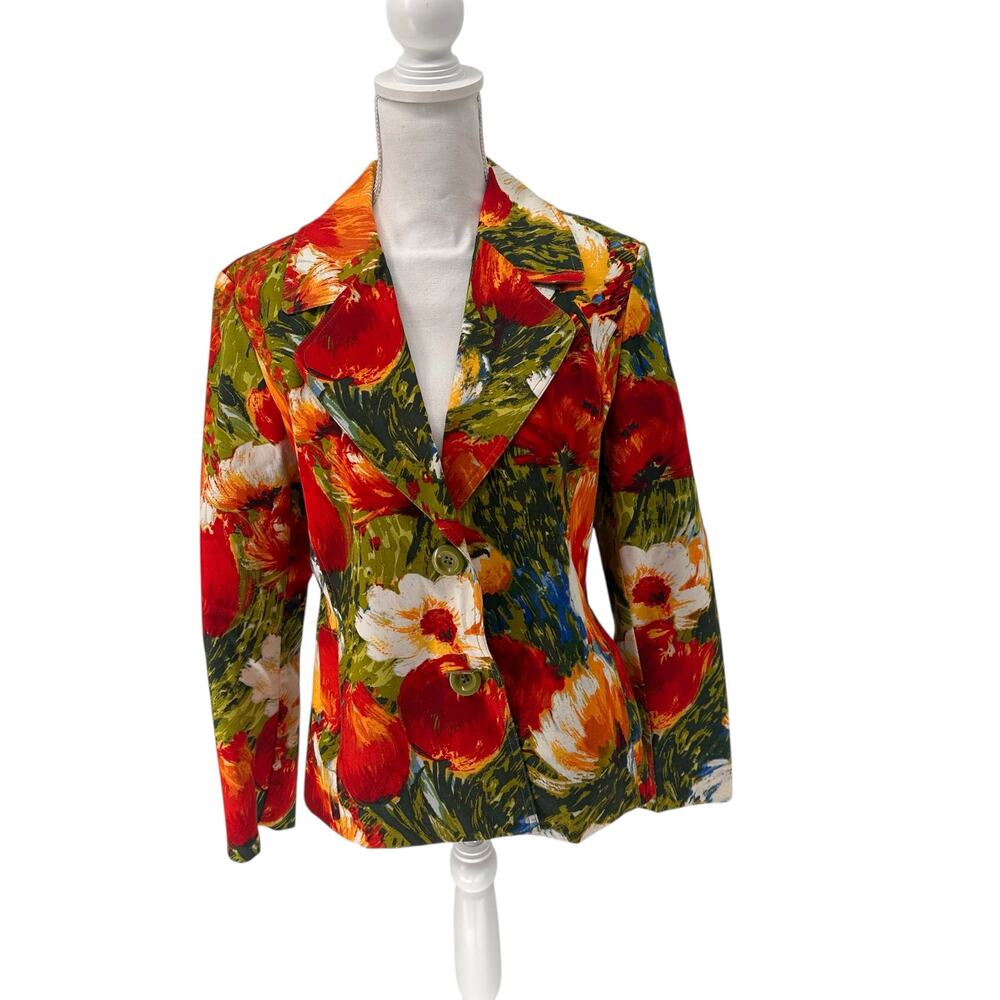 Chico's Bright Tropical Floral Blazer Sz 1 (SIZE 8)